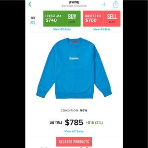 Authentic supreme bogo crewneck bright royal XL